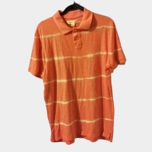 Aeropostale Light Orange & White Striped Tie Dye Shirt L